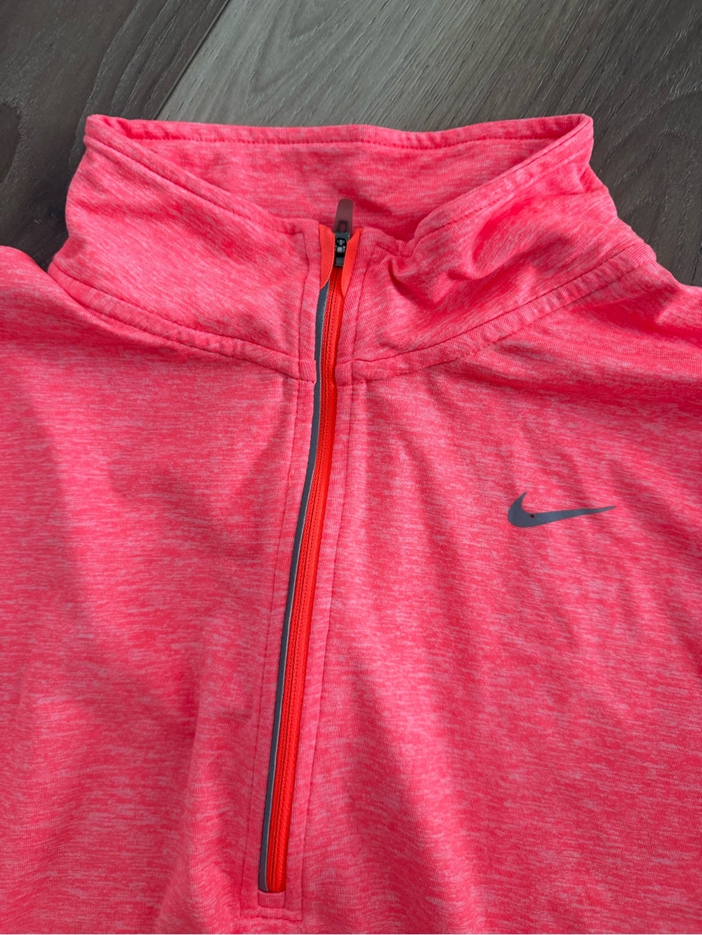 Nike Girls' Heathered Coral Pink Half-Zip Athletic Pullover